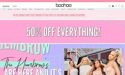 Boohoo.com（デンマークの公式サイト）とDK（イギリスのファッションeコマースウェブサイト）