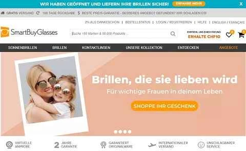 スイスのオンライン眼鏡・ファッション小売業者、SmartBuyGlasses。