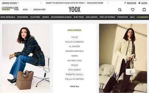 YOOX US公式サイト、イタリアの高級Eコマース