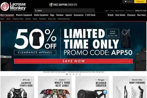 米国のホッケー用品ショッピングサイト、ラクロスモンキー公式サイト。