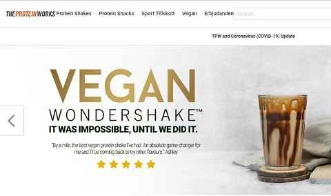 プロテインワークススウェーデンのウェブサイト、SEスポーツ栄養サプリメント専門家