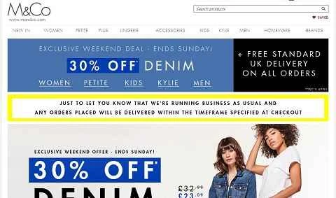 英国の有名な衣料品および家庭用品の小売業者、M&Co。