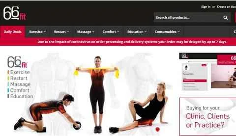66fit は、英国を拠点とするオンライン スポーツ、リハビリテーション、フィットネス機器プロバイダーです。