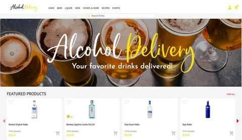 米国のビールとスピリッツのショッピング ウェブサイト、Alcohol Delivery の公式サイト。