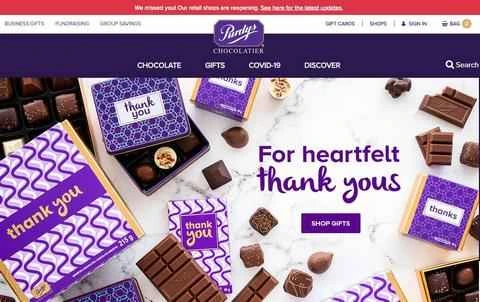 カナダのチョコレートショップ、パーディーズ公式サイト