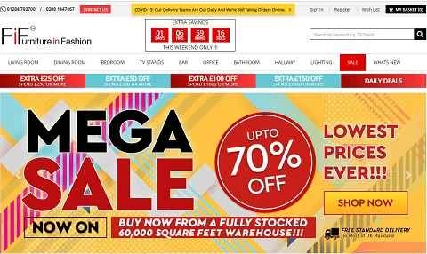 英国の有名なオンライン家具小売業者、Furniture in Fashion。