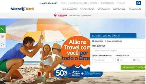 ブラジルの旅行保険サービスプロバイダー、アリアンツトラベルの公式サイト