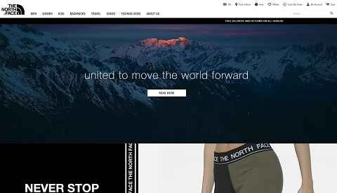 アメリカの有名なアウトドア用品ブランド、The North Face UKのウェブサイト