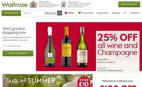 英国有数の食品とワインのスーパーマーケット、Waitrose。