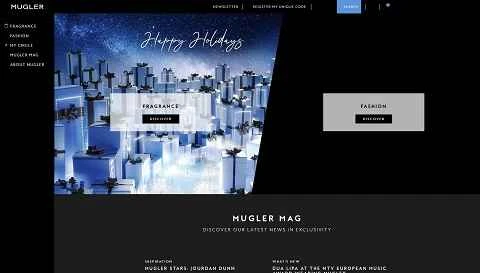 フランスの衣料品および香水ブランドであるミュグレーは、米国のウェブサイトで購入できます。