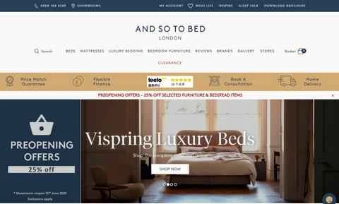 英国の高級寝室用家具小売業者、And So To Bed。