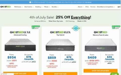 GhostBed公式サイト：アメリカの低反発マットレスブランド