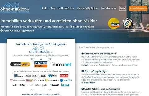 ohne-makler 公式ウェブサイト (DE) - ドイツの不動産マーケティングおよび広告ウェブサイト