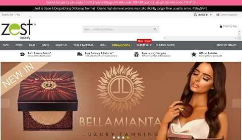 イギリスの有名美容オンラインストア、Zest Beautyの公式サイト