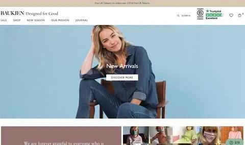 Baukjen は、英国の女性服ブランド（マタニティウェアを含む）の公式サイトです。
