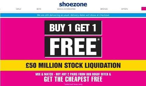 英国の大手靴小売業者、シューゾーンの公式サイト