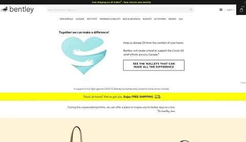 国際オンライン購入可能なカナダのバッグブランド、Bentley Leather の公式サイト。