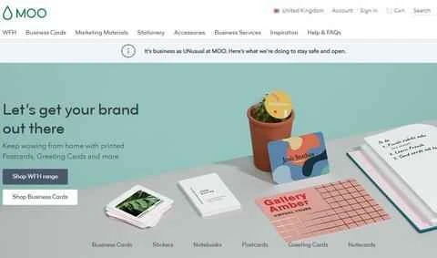 MOO UKウェブサイト - プレミアム印刷サービスプロバイダー