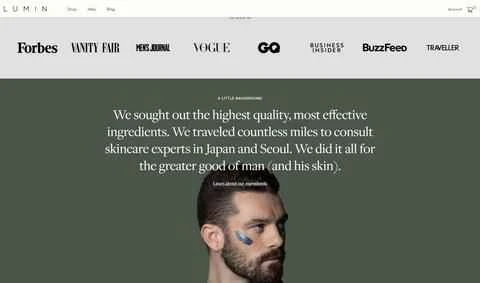 LUMIN公式サイト：アメリカの男性スキンケア専門家