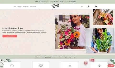米国のオンライン花配達サービス「The Bouqs」の公式サイト。