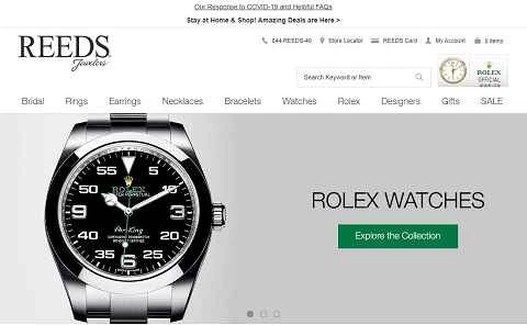 米国を拠点とするオンライン ジュエリー小売業者、Reeds Jewelers の公式 Web サイト。