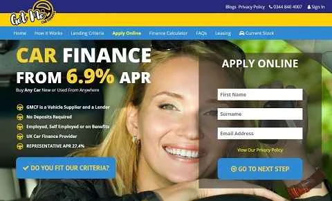 Get Me Car Finance UKの自動車ローンウェブサイト