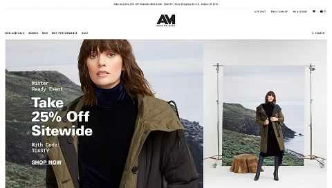 アメリカの衣料品ブランド、Andrew Marc のウェブサイト。