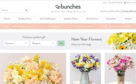 イギリスのフラワーショップ「Bunches」公式サイト