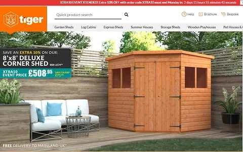 Tiger Sheds 公式ウェブサイト - 英国の有名なカスタムキャビンのウェブサイト。