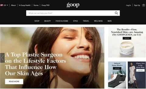 アメリカの有名なライフスタイル&ショッピングウェブサイト、goopの公式サイト。(画像1) goop官网 美国知名生活购物网站 第1张