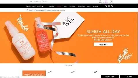 アメリカのヘアケアブランド「バンブル・アンド・バンブル」のウェブサイト