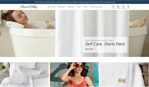 アメリカの寝具ショッピングサイト「Peacock Alley」公式サイト。