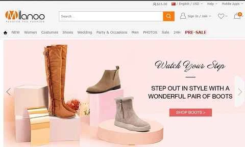 Milanoo 中国オンライン小売店