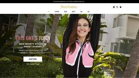 アメリカの衣料品ブランド、ジューシークチュールのウェブサイト