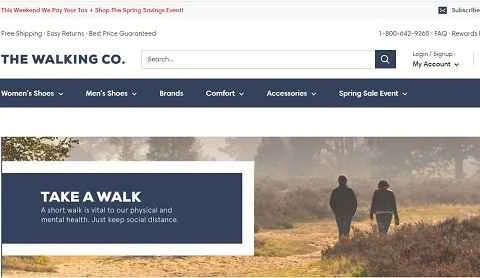 ウォーキング・カンパニーのウェブサイト：アメリカの有名な靴小売業者