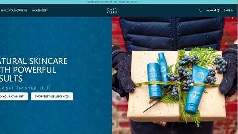 米国の男性向けプロフェッショナルスキンケアブランドのウェブサイト、Oars + Alps。