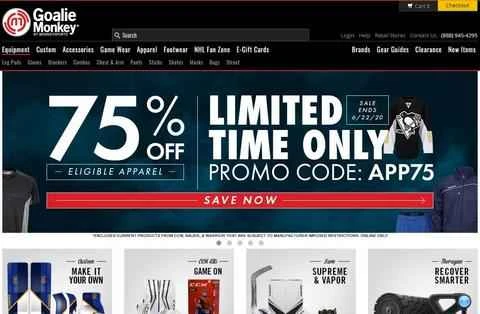 Goalie Monkey公式サイト、米国ホッケー用品ウェブサイト