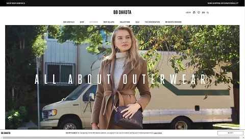 アメリカのファッションブランド、BB Dakotaのウェブサイト