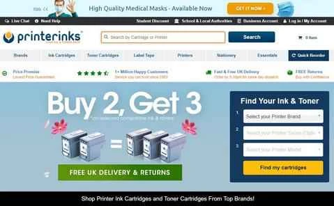 PrinterInksの公式サイト、英国のオフィス用品ショッピングサイト、1ページ目 PrinterInks官网 英国办公用品购物网站 第1张