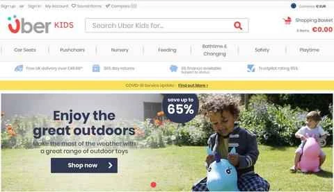 Uber Kids公式サイト、英国のベビー用品ショッピングサイト