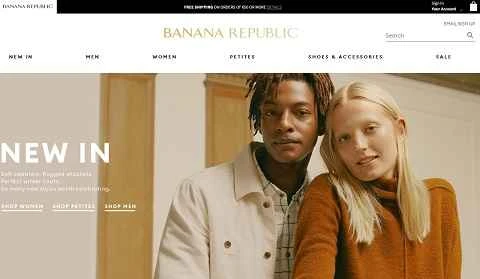 アメリカの衣料品ブランド、Banana Republic EU のウェブサイト。