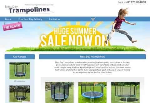 Next Day Trampolines 公式ウェブサイト、英国のトランポリン販売ウェブサイト