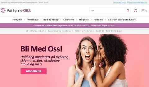 デンマークの激安香水・スキンケアサイト「Parfyme Klikk」公式サイト。