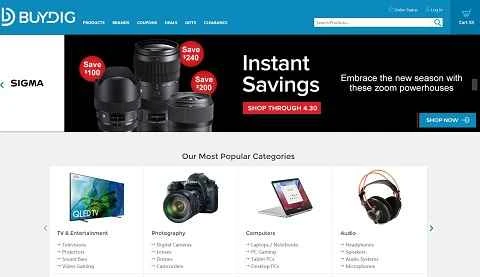 BuyDig 公式ウェブサイト - 米国を拠点とするデジタル イメージング エレクトロニクスのオンライン小売業者。