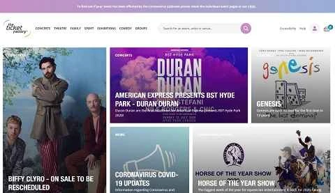 英国のエンターテイメント チケット販売ウェブサイト、The Ticket Factory 公式サイト。