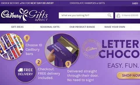 Cadbury Gifts Direct公式サイト（英国Cadbury菓子ブランドウェブサイト）