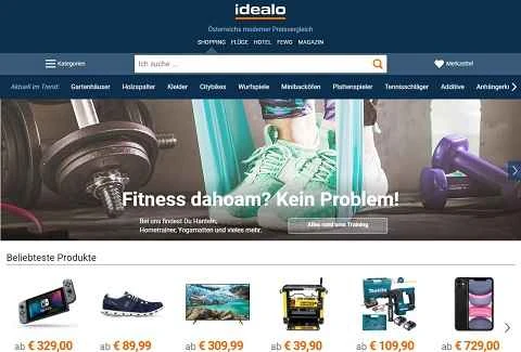 Idealo Austria 公式サイト AT Shopping 価格比較ウェブサイト