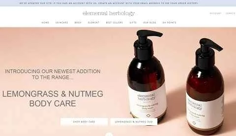 英国の美容ブランド、エレメンタルハーボロジーの公式サイト