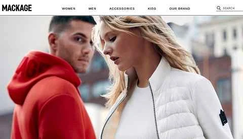 カナダの高級ファッションブランド、Mackage の米国ウェブサイト。