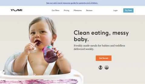 Yumi公式サイトではアメリカからの新鮮なベビーフードの配達サービスを提供しています。